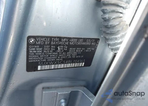 2011 BMW X3 xDrive28I from USA, damaged, VIN 5UXWX5C54BL704163